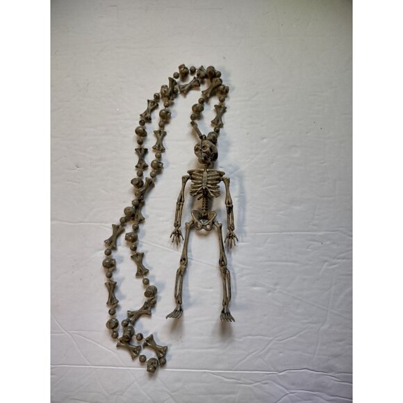 Vintage Halloween Skeleton Rosary Necklace 24" Length Spooky Decor & Costume - Picture 7 of 7